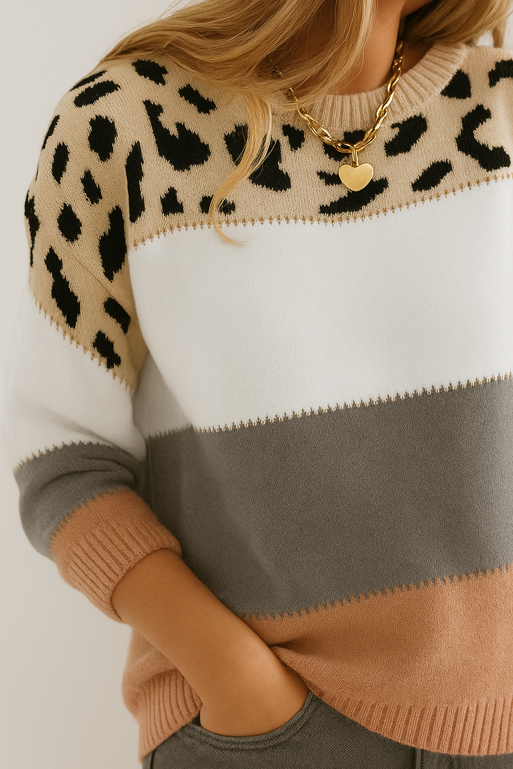 Rosa | Suéter Casual de Estampado de Leopardo
